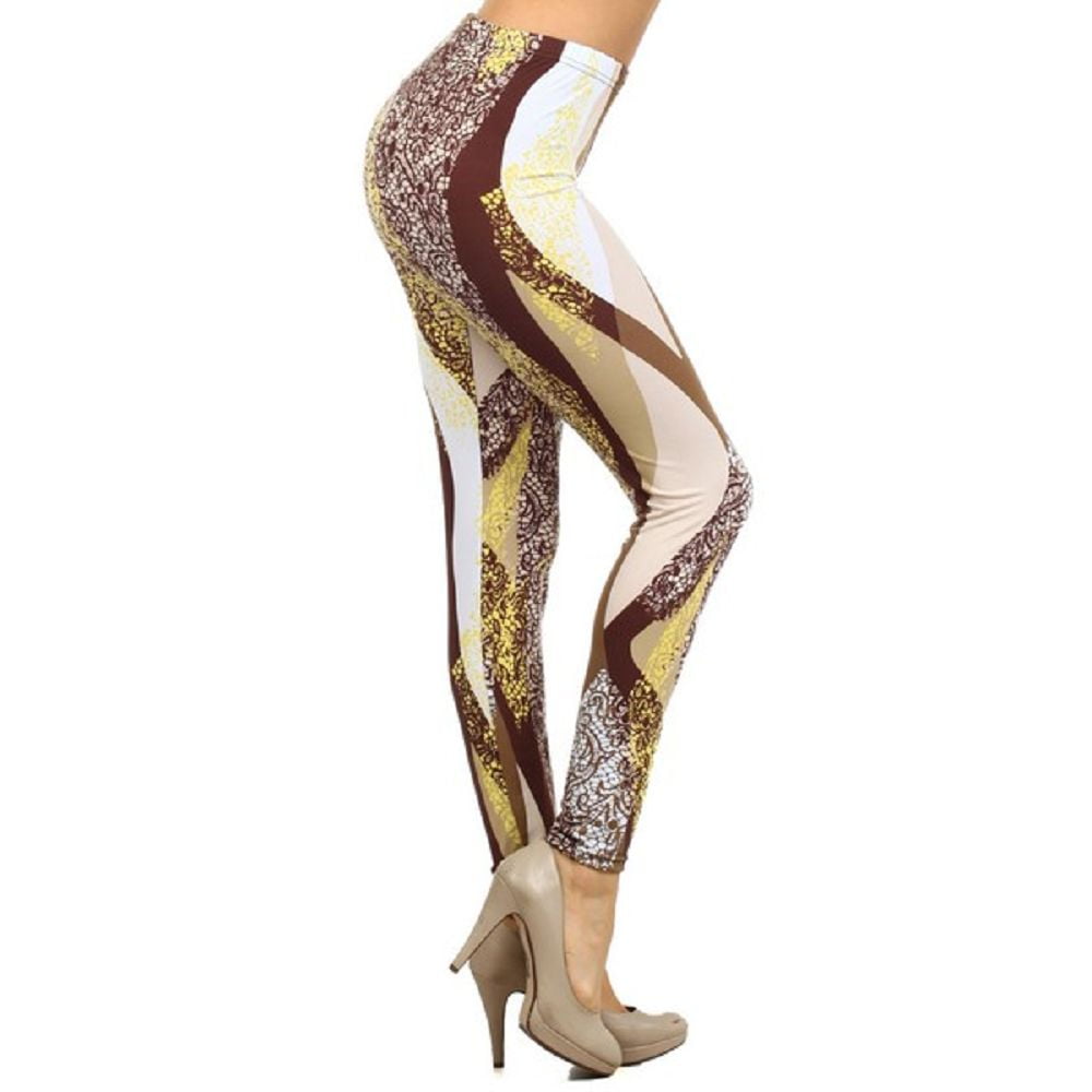 Lady s Printed Leggings Neutral Lacey Printed Leggings Walmart