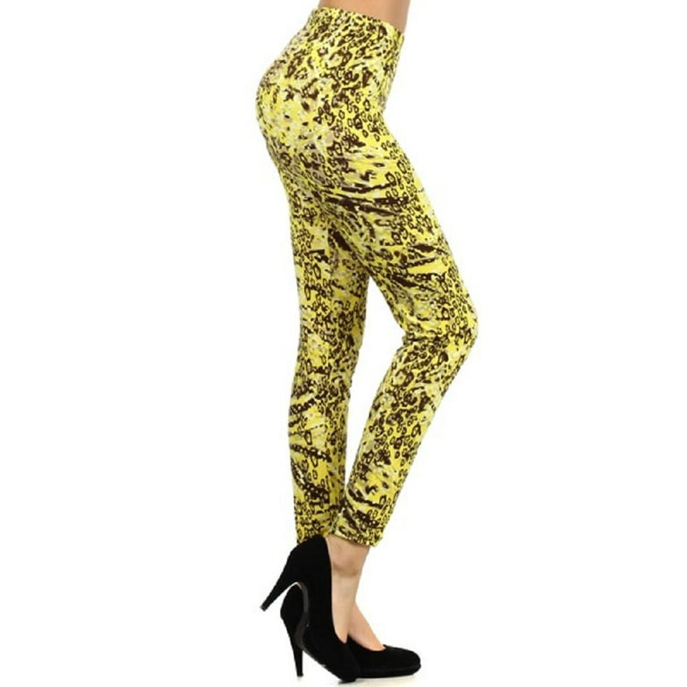 Lady's Printed Leggings - Wild Yellow Cheetah Printed Leggings 