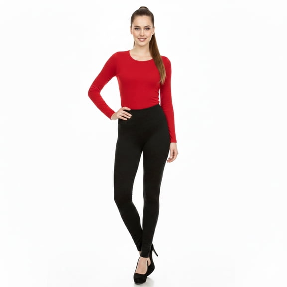 Couver Women’s Seamless Fleece Lined Workout Leggings, S-M, Black