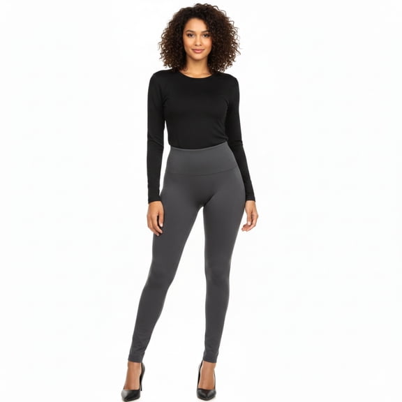 Couver Women’s Seamless Fleece Lined Workout Leggings, S-M, Charcoal
