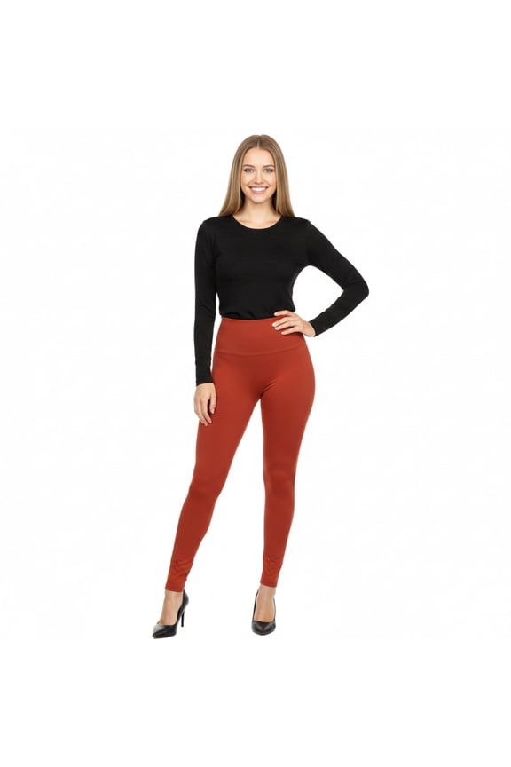 Women’s Seamless Fleece Lined Workout Leggings, One Size, Copper