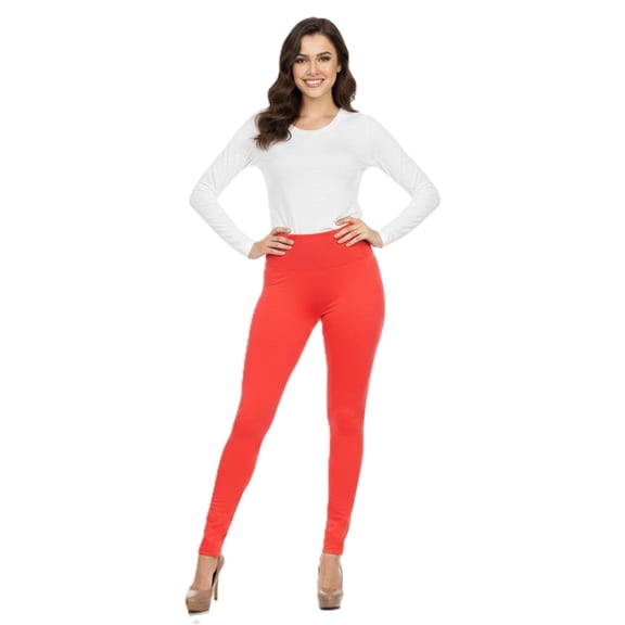 Couver Women’s Seamless Fleece Lined Workout Leggings, One Size, Coral