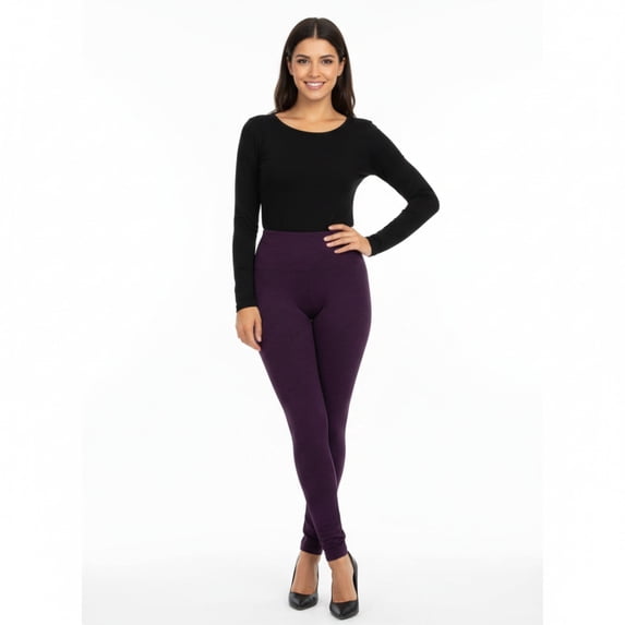 Couver Women’s Seamless Fleece Lined Workout Leggings, One Size, Purple