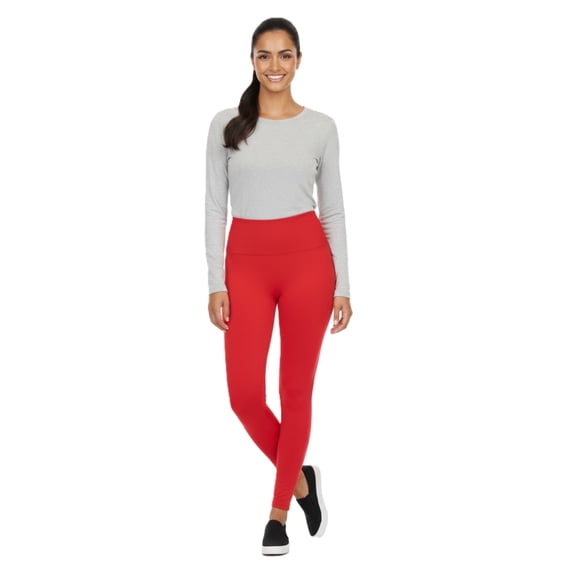 Couver Women’s Seamless Fleece Lined Workout Leggings, S-M, Red