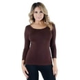 thumbnail image 1 of Lady's Seamless Long Sleeve Scoop Neck Top - Coffee, 1 of 1