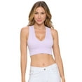 thumbnail image 1 of Lady's Seamless Rib V-Neckline Tank Top, Lavender, SM, 1 of 5