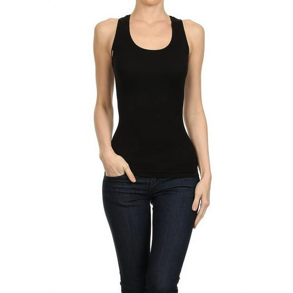 Lady's Slim Fit Racer Back Tank - Black