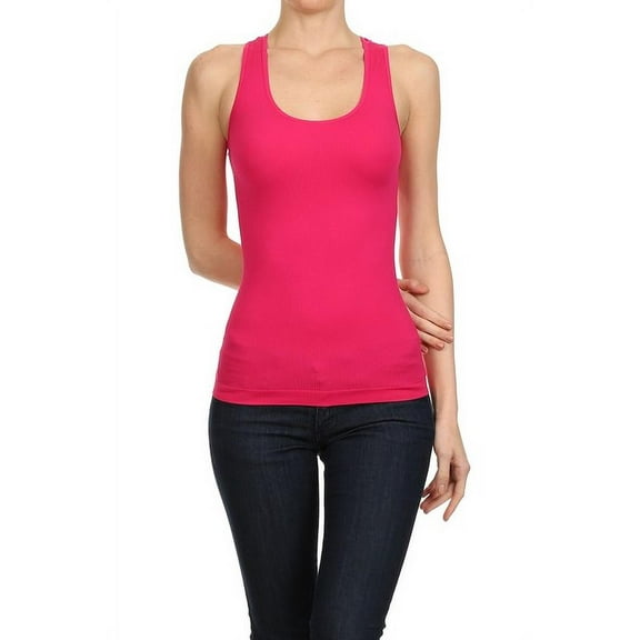 Lady's Slim Fit Racer Back Tank - Fuchsia
