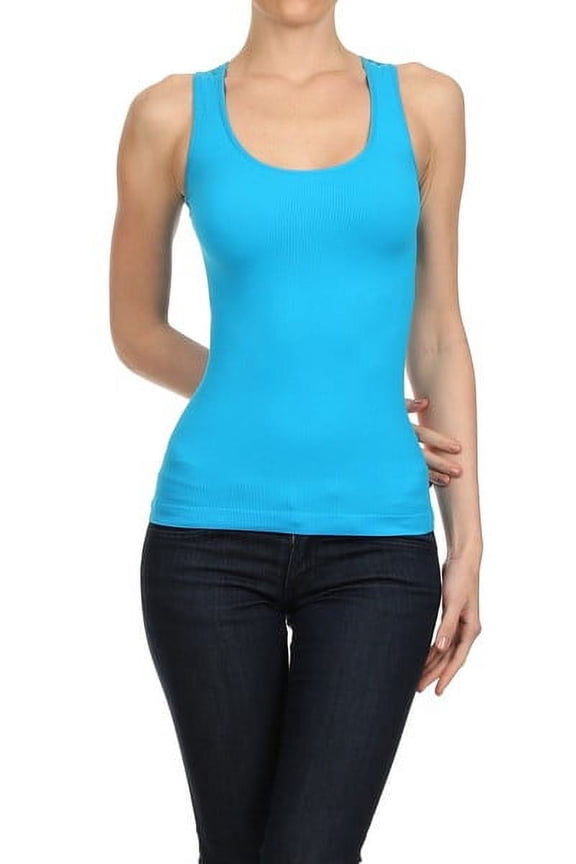 COUVER Women's Slim Fit Lace Racerback Tank Top Turquoise