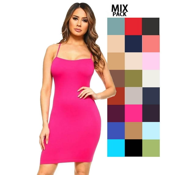 Lady's Solid Seamless Long Cami Top Plus (Assorted)