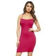 thumbnail image 1 of Women's Seamless Cami Slip Dress Bodycon Stretch Dress for Layering or Night Out, Raspberry, One Size, 1 of 8
