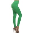thumbnail image 1 of Lady's Solid Strechy Seamless Leggings Comfort Full Length Capri Casual Yoga Pants, Kelly Green, 1 of 2