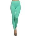 thumbnail image 1 of Lady's Solid Strechy Seamless Leggings Comfort Full Length Capri Casual Yoga Pants, Mint with Front Seams, 1 of 7
