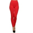 thumbnail image 1 of Lady's Solid Strechy Seamless Leggings Comfort Full Length Capri Casual Yoga Pants, Red with Front Seams, 1 of 6