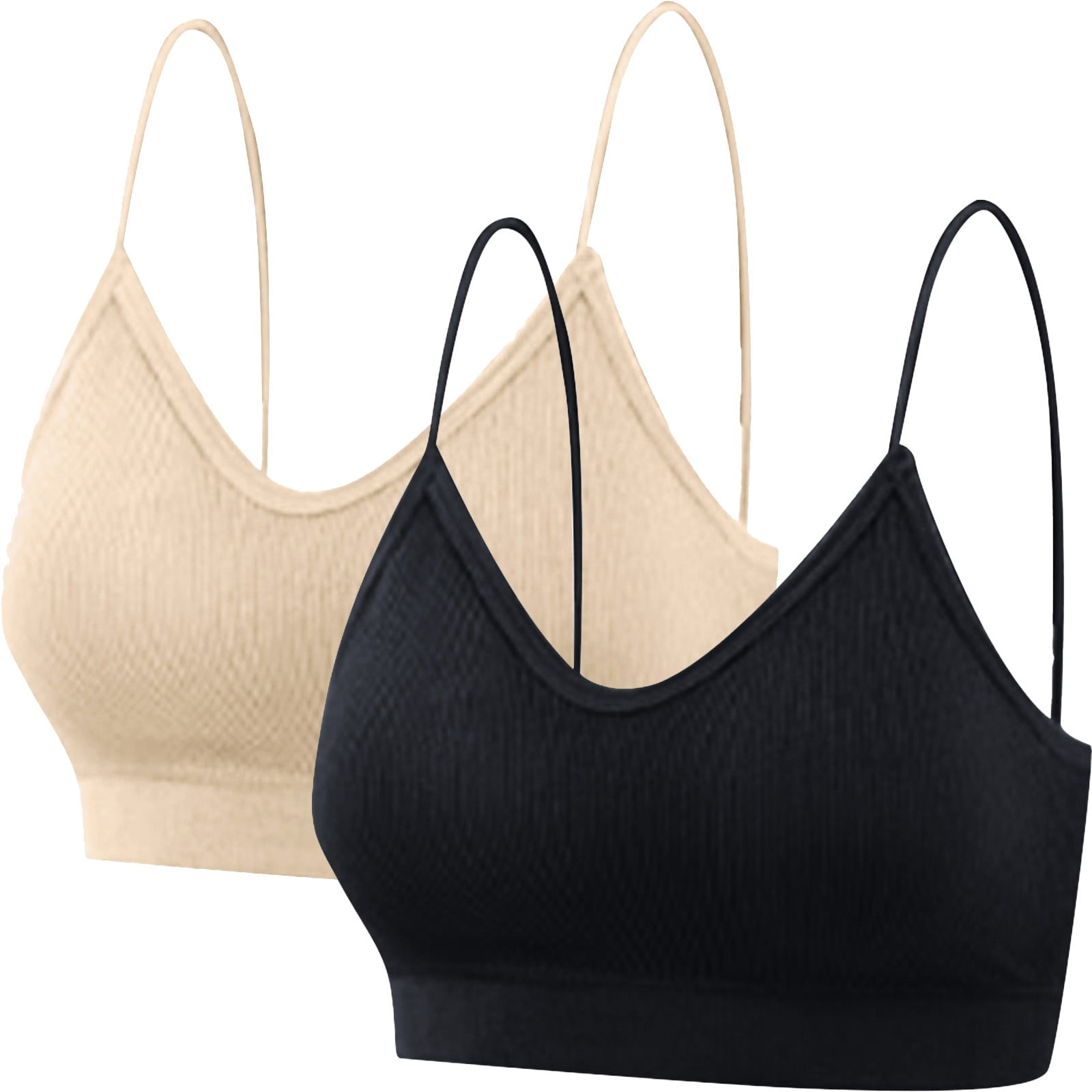 Olua Twoa Lady's Two Piece Set Seamless Top Strap Breast Pad Thread Plus Size ...