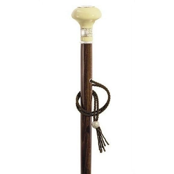 Lady's formal walking cane with 925 silver accents on knob handle walnut stain ladies wood cane