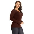 thumbnail image 1 of Lady's scoop Seamless Long Sleeve Top - Coffee, Plus Size, 1 of 1