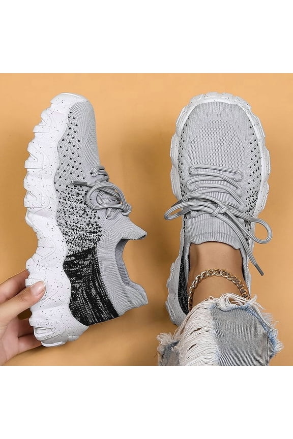 Lady's spotted-bottom sneakers - gray