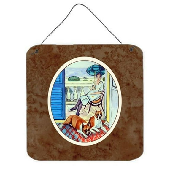 Lady with Her Boxer Wall or Door Hanging Prints