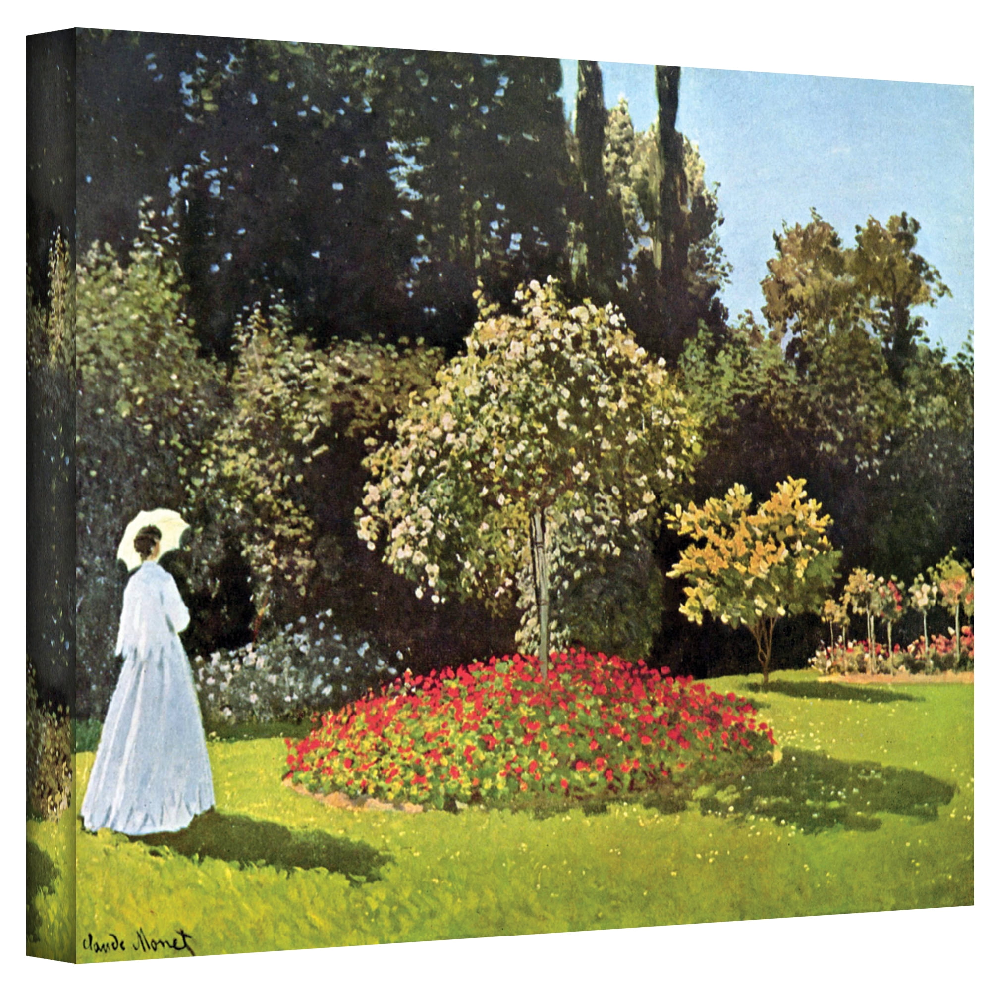 Lady with Umbrella in Field Gallery Wrapped Canvas