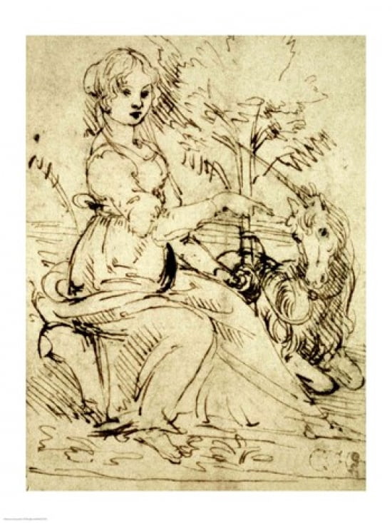 Lady with a Unicorn Canvas Art - Leonardo Da Vinci (18 x 24)
