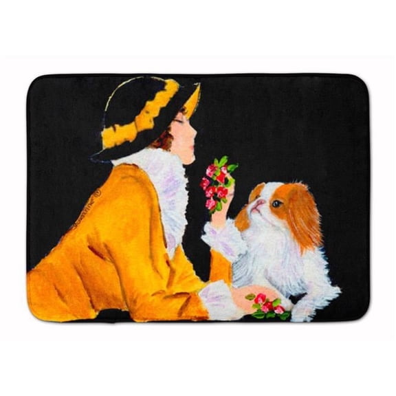 Lady with her Japanese Chin Machine Washable Memory Foam Mat