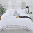 thumbnail image 1 of LadyAnn White Ruffle Tassel Comforter Set Queen Boho Chic Macrame Fringe Bedding with Cute Pillow Shams 3PCS Ultra Soft and Fluffy, 1 of 9
