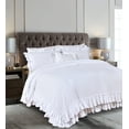 thumbnail image 1 of Lady Ann White Ruffled Comforter Set Queen,Lightweight Farmhouse Shabby Boho Chic White Ruffle Bedding,Ultra Soft Washed Bed Comforter 3PC (1 White Comforter+2 Ruffle Pillow Shams), 1 of 7