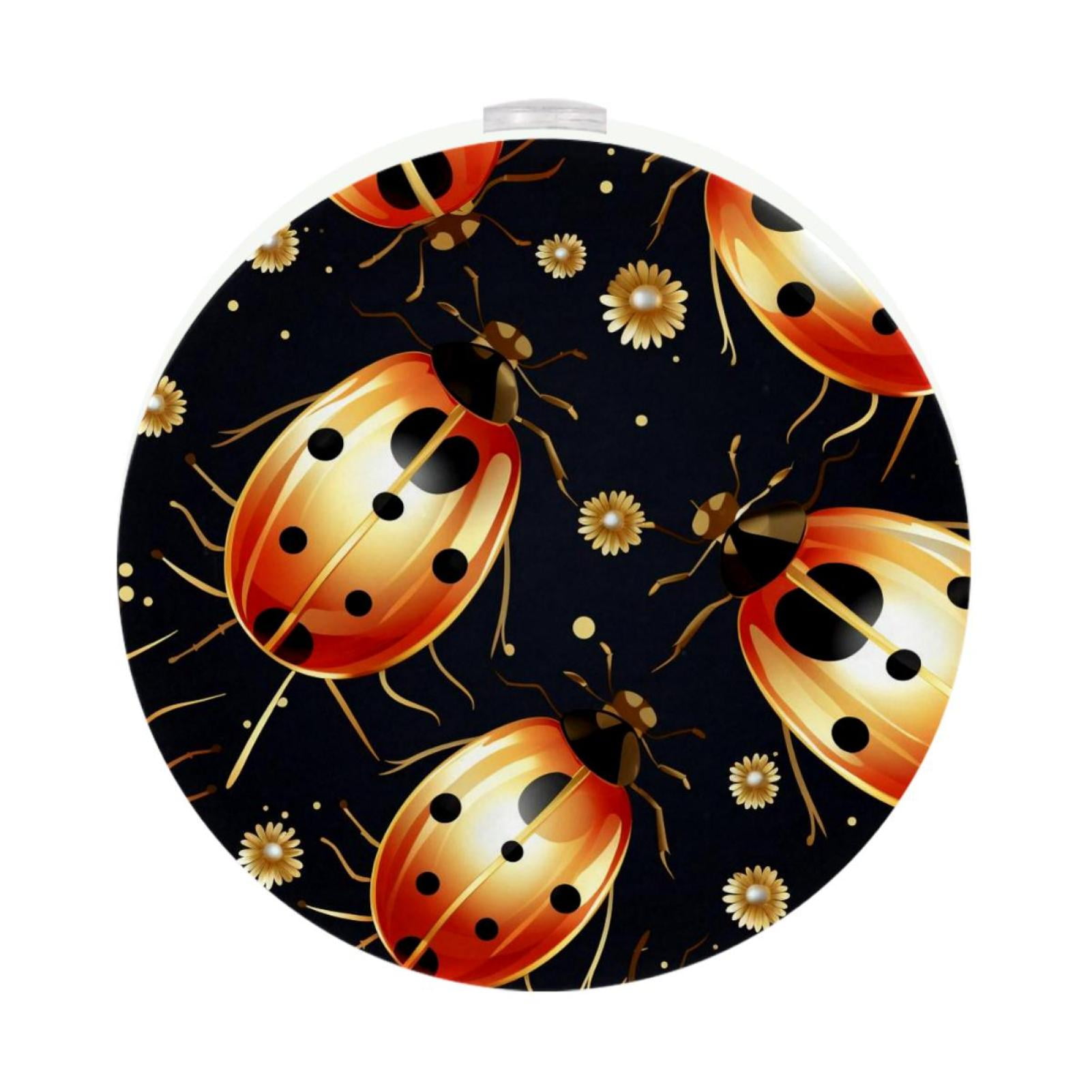 Ladybird LED Round Night Light-2PCS, Compact and Energy-Saving Bedroom ...