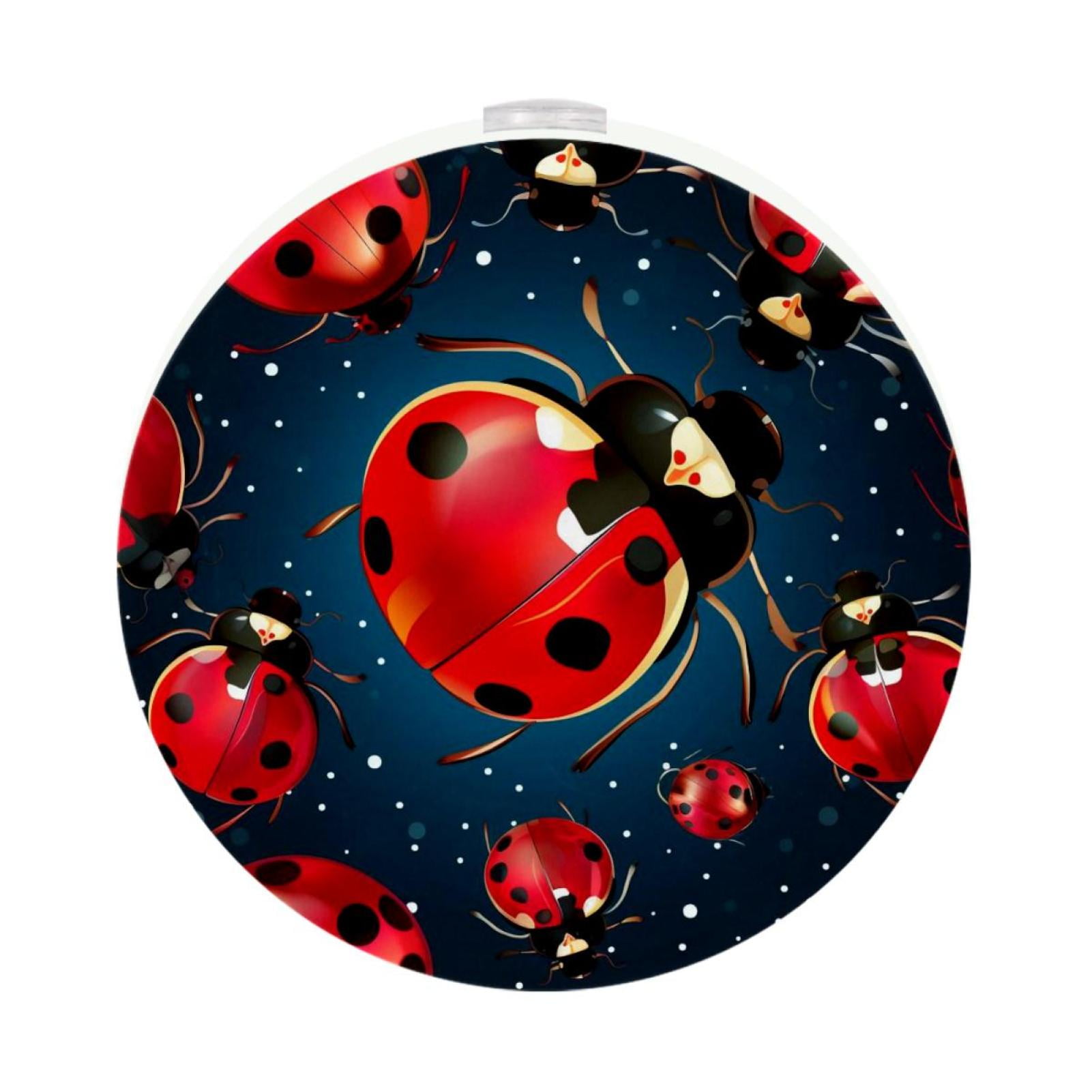 Ladybird LED Round Night Light-2PCS, Dimmable Plug-in Circle Wall Lamp ...
