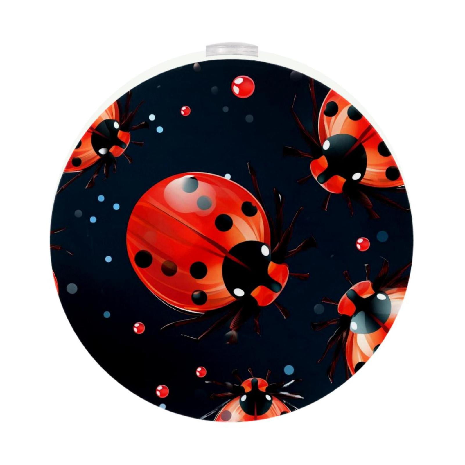 Ladybird LED Round Night Light-2PCS, Dimmable Plug-in Wall Lamp with ...