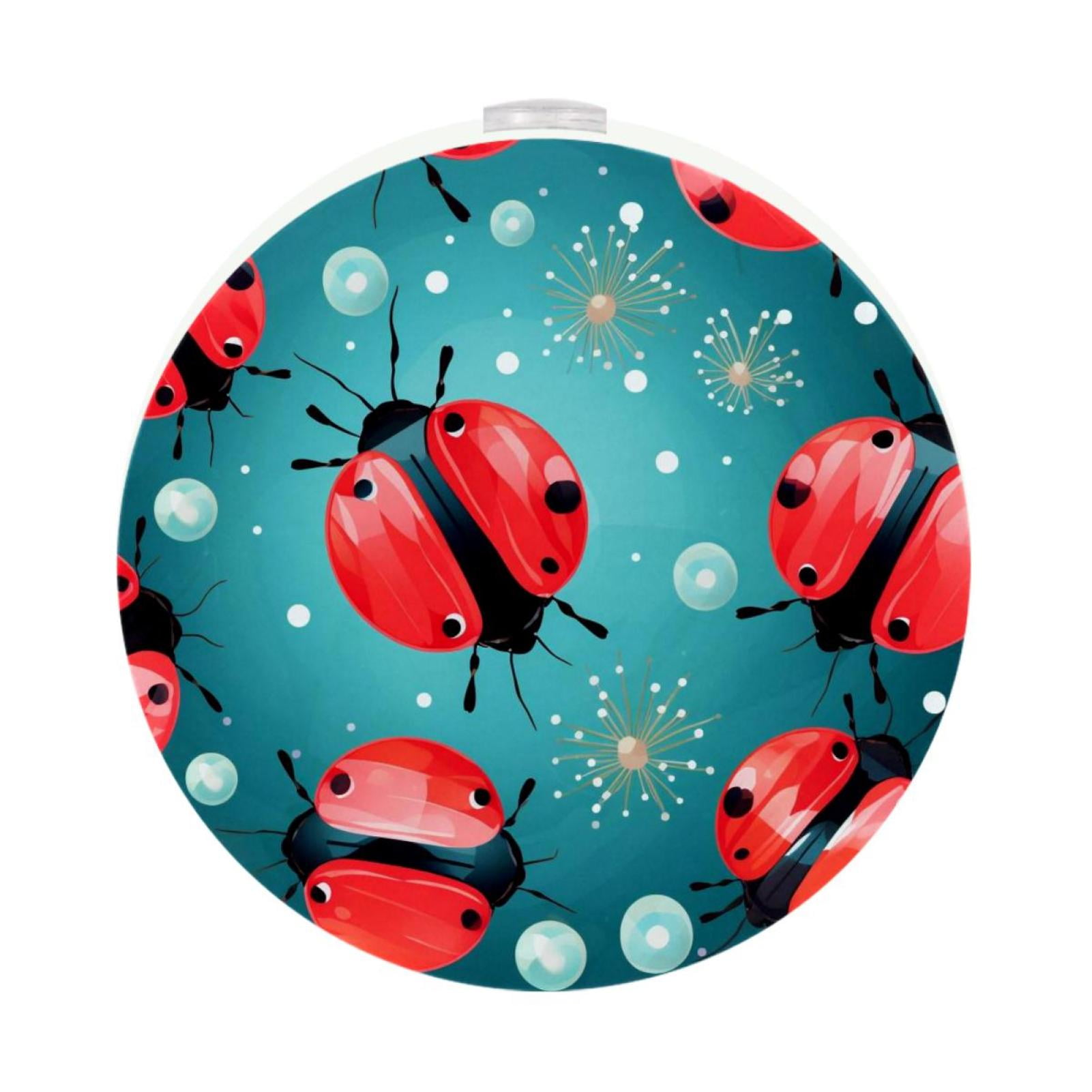 Ladybird LED Round Night Light-2PCS, Energy Efficient Plug-in Bedroom ...