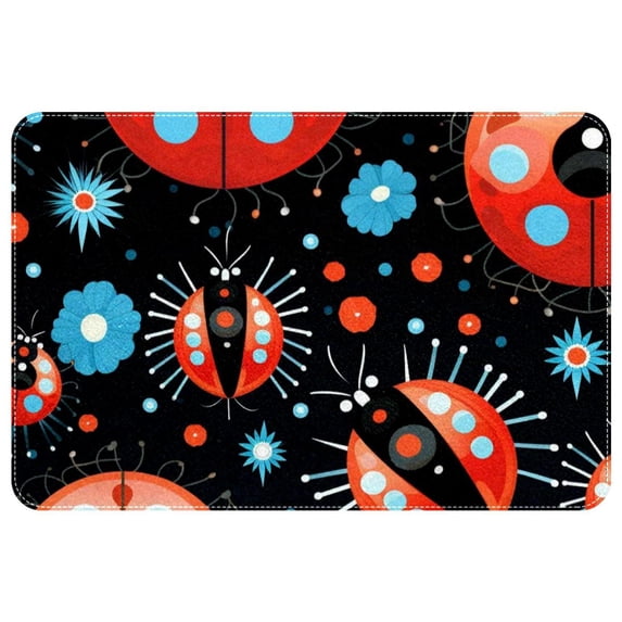 Ladybird Modern Polyester Non-Slip Floor Rug Office Mat, Machine Washable Office Rugs