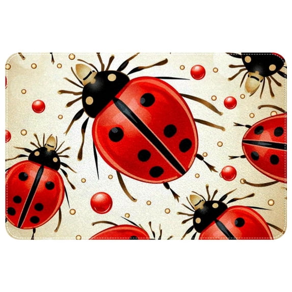 Ladybird Polyester Non-Slip Machine Washable Kitchen Mat Area Rug Floor Mat Office Rugs