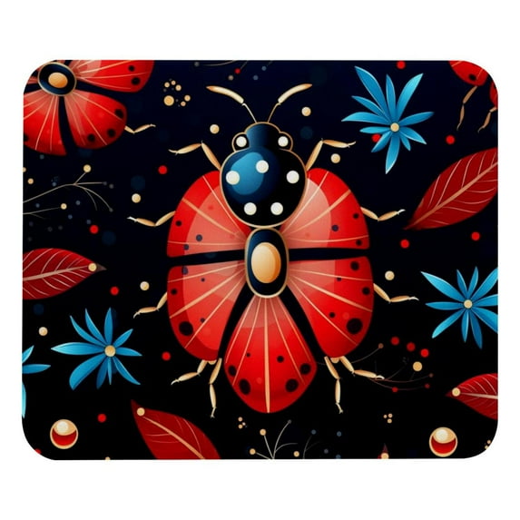 Ladybird Printed Desk Mat Mousepad, Non-Slip Rubber Bottom, 8.3x9.8 Inch, Suitable for Office and Gaming