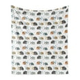 thumbnail image 1 of Ladybird Soft Flannel Fleece Blanket, Dotted Insects in Smiling Faces Nursery Theme Pattern on Plain Backdrop, Cozy Plush for Indoor and Outdoor Use, 50" x 60", White and Multicolor, by Ambesonne, 1 of 5