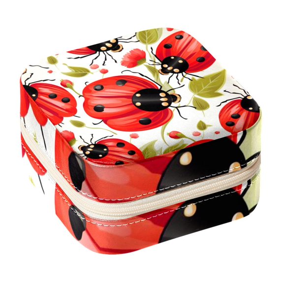 Ladybird Travel Portable Jewelry Stand and Organizer Box - Square Storage Box for Rings, Earrings, Necklaces, Bracelets, and More - Suitable for Girls and Women - Jewelry Boxes for Travel