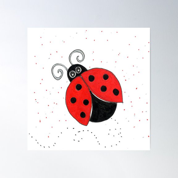 Ladybird Unusual Animal Insect Collection Poster Wall Art, Modern Wall Decor For Living Room Bedroom, 30x30 UNFRAMED