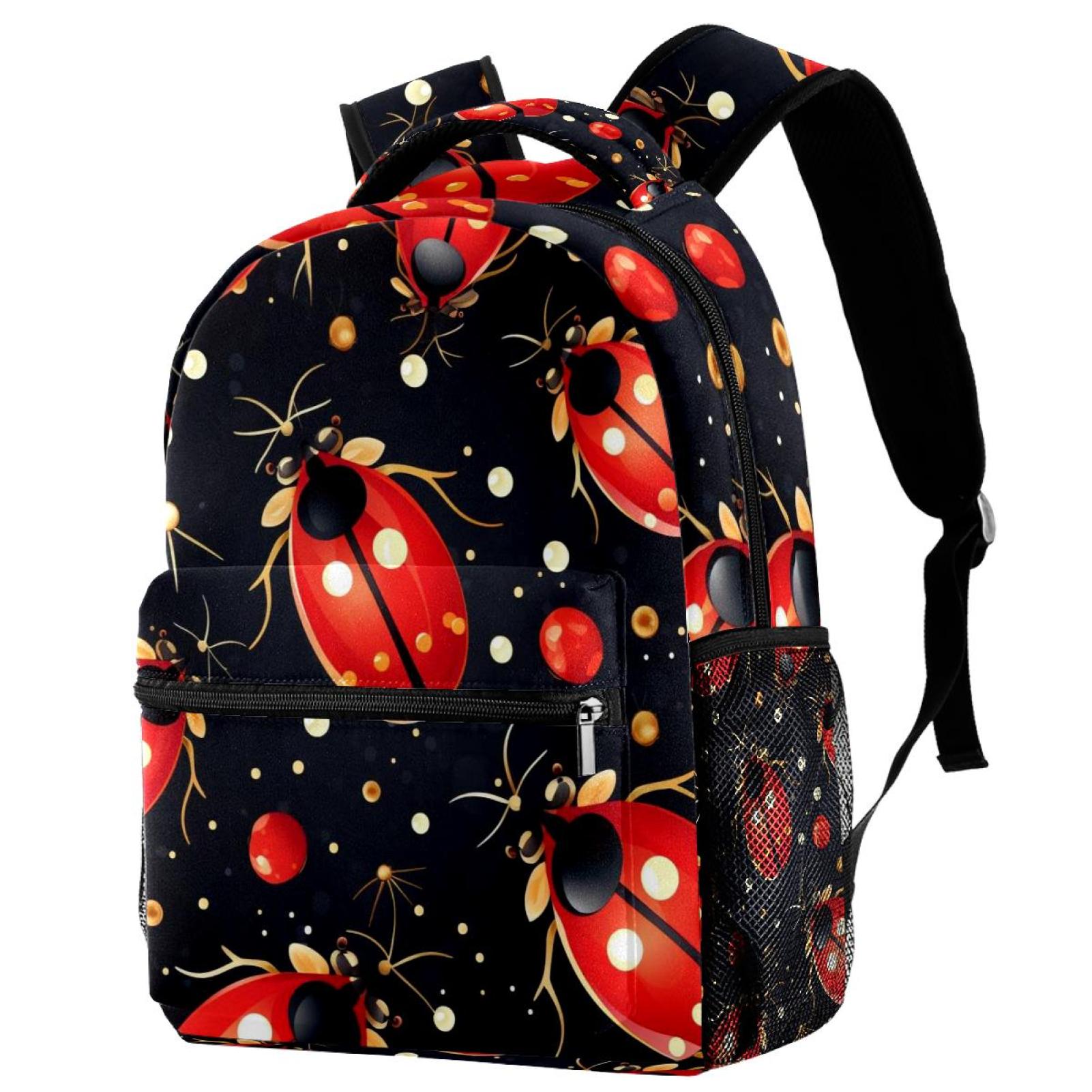 Ladybirds Red Pattern Lightweight Backpacks Roomy Interior, Casual ...