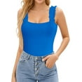 thumbnail image 1 of Ladybranch Blue Tank Top Woman Sleeveless Ruffle Strap Tops Summer Trendy Ribbed Soft Slim Basic T Shirt（X-Large，Pink）, 1 of 6