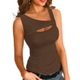 thumbnail image 1 of Ladybranch Cutout Tank Tops for Women One Piece Tank Tops Sleeveless Slim Fit Cotton Basic Camisole Shirts(X-Large，Brown), 1 of 8