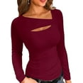 thumbnail image 1 of Ladybranch Ladybranch Womens Scoop Neck Basic T-Shirts Sleeveless Cutout Knit Ribbed Fashion Sexy Tee Tshirts(X-Large，Wine Red）, 1 of 9