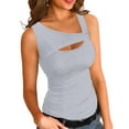 thumbnail image 1 of Ladybranch One Piece Tank Tops for Women Summer Ribbed Basic Sleeveless T Shirts Casual Slim Fit Tops(Small，Heather Grey), 1 of 5