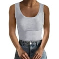 thumbnail image 1 of Ladybranch Women Scoop Neck Tank Top Slim Fit Sleeveless Ribbed Knit Basic Crop Cami Shirts Tops(Medium, Grey), 1 of 5