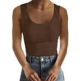 thumbnail image 1 of Ladybranch Women Spaghetti Strap Scoop Neck Ribbed Tank Tops Slim Fitted Cotton Basic Cami Shirts(X-Large,Brown), 1 of 4