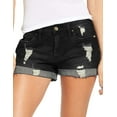 thumbnail image 1 of Necooer Women's Mid Rise Denim Shorts Casual Frayed Ripped Rolled Hem Summer Jeans(X-Large,Black), 1 of 4