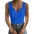 thumbnail image 1 of Ladybranch Women's Sleeveless Shirt Ribbed Fitted Scoop Neck Stretchy Basic Long Blue Tank Top(Blue,XL), 1 of 8
