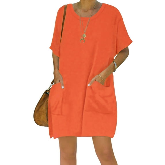 Ladybranch Women's Summer Casual T Shirt Dresses Beach Cover up Plain Tank Dress with Pockets