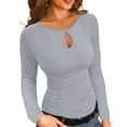 thumbnail image 1 of Ladybranch Womens Tops Long Sleeve Sexy Soft Shirts Heather Gray Ribbed Shirt Fall Fashion 2025, 1 of 8