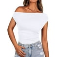 thumbnail image 1 of Ladybranch Womens White Off The Shoulder Tops Summer Going Out Tank Top Ribbed Knit Camisole Tops Cute Sleeveless T Shirt(Medium,Pure White）, 1 of 7